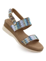 Dámske sandále na podpätku modré pletené Potocki 45302