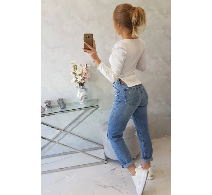 Blúzka s buffovými rukávmi biela