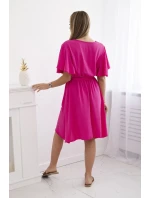 Šaty s vrstveným výstrihom ružové