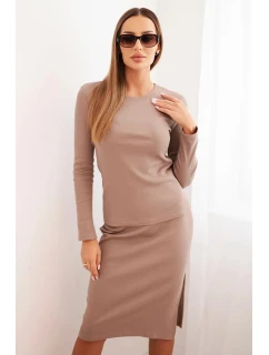 Dámský komplet bavlněný pruhovaný top a tužková sukně fango