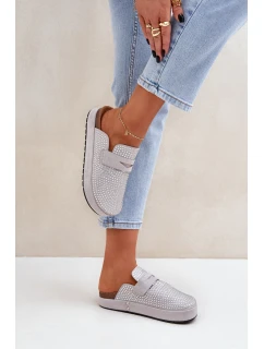 Dámské Pantofle Zdobené Na Platformě Šedé model 21683246 - Boto