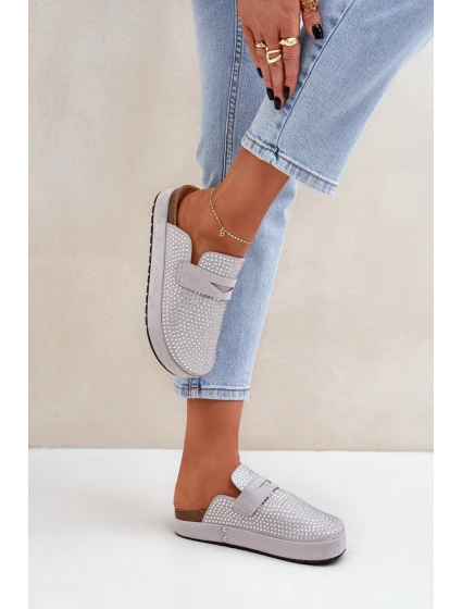 Dámské Pantofle Zdobené Na Platformě Šedé model 21683246 - Boto