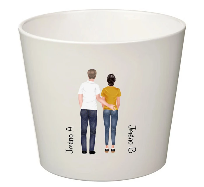 Bílý keramický květináč s párem - velký