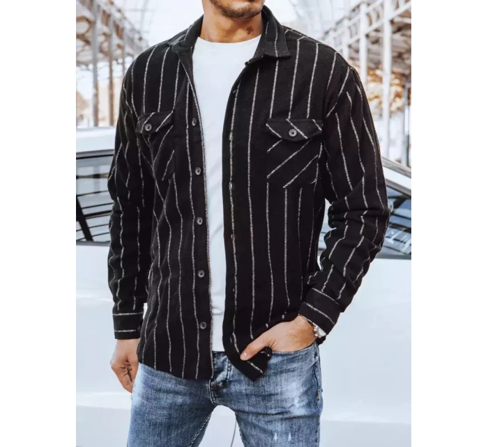 Pánská pruhovaná košile černá Dstreet model 21966494 - FashionStreet