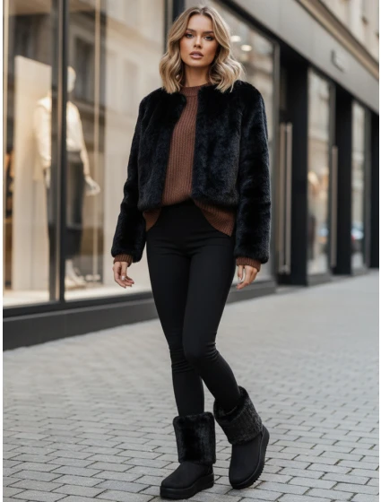 Dámske čierne semišové snežnice FashionStreet ZY1279