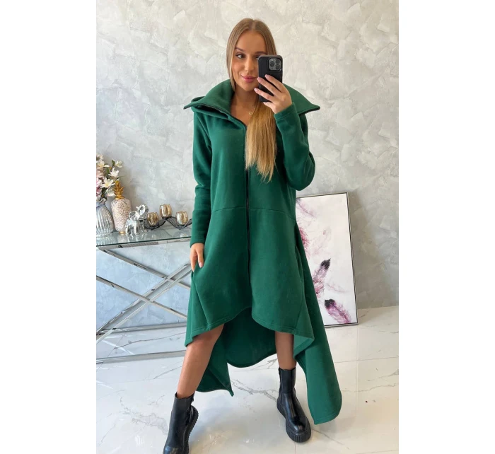 Zateplené šaty s delšími boky tmavě zelené Zateplené šaty s delšími boky tmavě zelené