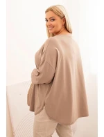 Dámská blůza Plus Size s bavlnou, s kapsou a ohrnovacími rukávy fango