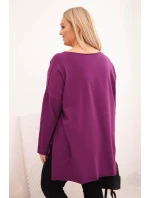 Dámská blůza Plus Size asymetrická s dlouhým rukávem tmavě fialová Dámská blůza Plus Size asymetrická s dlouhým rukávem tmavě fialová