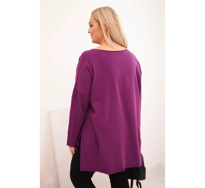 Dámská blůza Plus Size asymetrická s dlouhým rukávem tmavě fialová Dámská blůza Plus Size asymetrická s dlouhým rukávem tmavě fialová