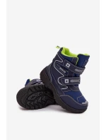 Ocieplane Dziecięce Śniegowce Trapery Big Star OO374048 Granatowe