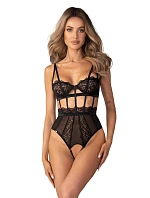 Dámske zvodné body Hersis Crotchless Teddy Black - Obsessive