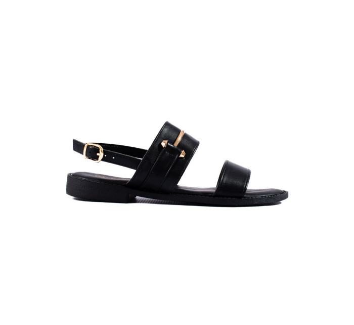 Komfortné dámske čierne sandále bez podpätku