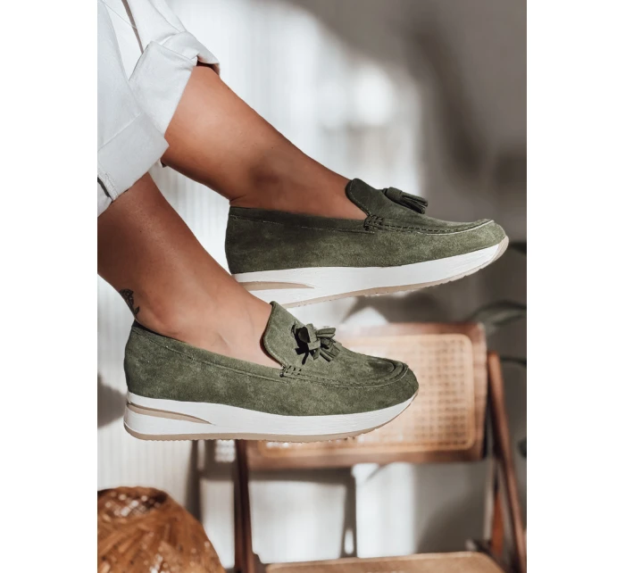 Dámske mokasíny na ľahkom podpätku MOCCKO green FashionStreet ZY0716