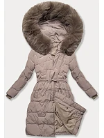 Béžová dámská bunda pro přechodné období s páskem model 21248446 - J.STYLE Béžová dámská bunda pro přechodné období s páskem model 21248446 - J.STYLE