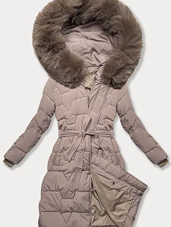 Dámska prechodná bunda s opaskom J Style béžová (16M9176-62)