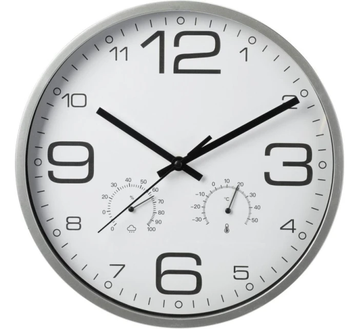 NÁSTENNÉ HODINY 30 CM S TEPLOMEROM BIELE