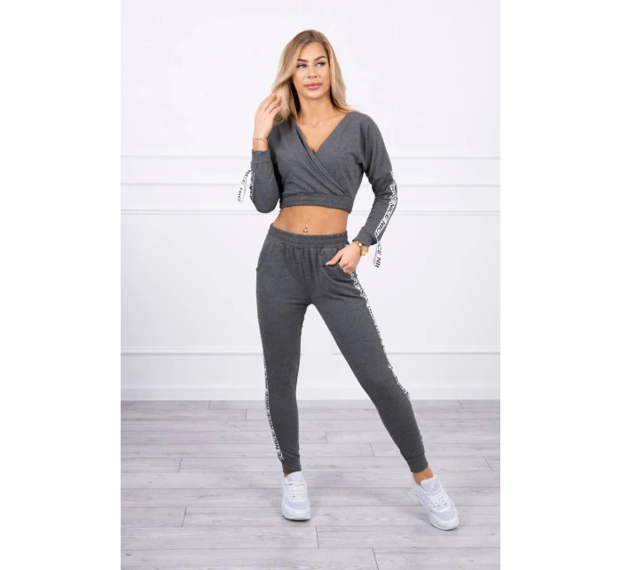 Sada s ozdobnými pásikmi grafitová melanž