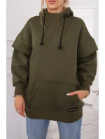 Zateplená blúzka s polovičným rolákom khaki farby Zateplená blúzka s polovičným rolákom khaki farby