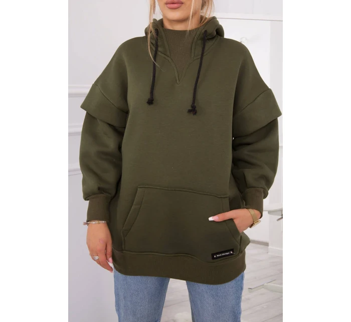 Zateplená blúzka s polovičným rolákom khaki farby Zateplená blúzka s polovičným rolákom khaki farby