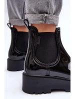 Lakierowane Kalosze Botki Na Platformie Big Star MM274395 Czarne Lakierowane Kalosze Botki Na Platformie Big Star MM274395 Czarne