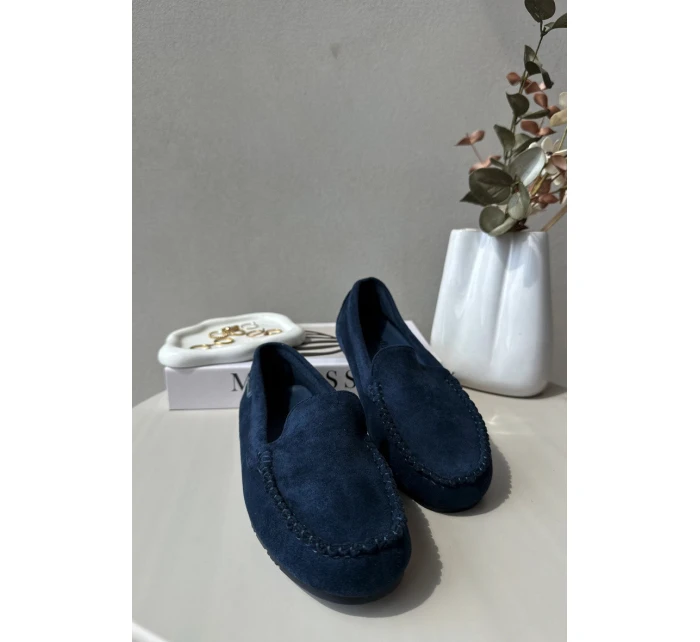 Mokasyny Damskie Z Eko Zamszu Granatowe Amrutia