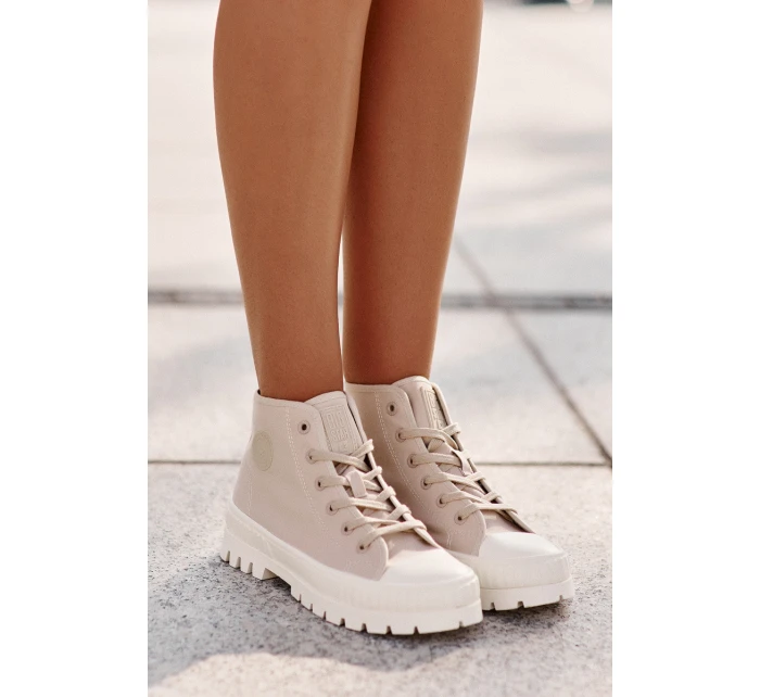 Trampki Damskie Z Cholewką Za Kostkę Big Star OO274006 Beżowe