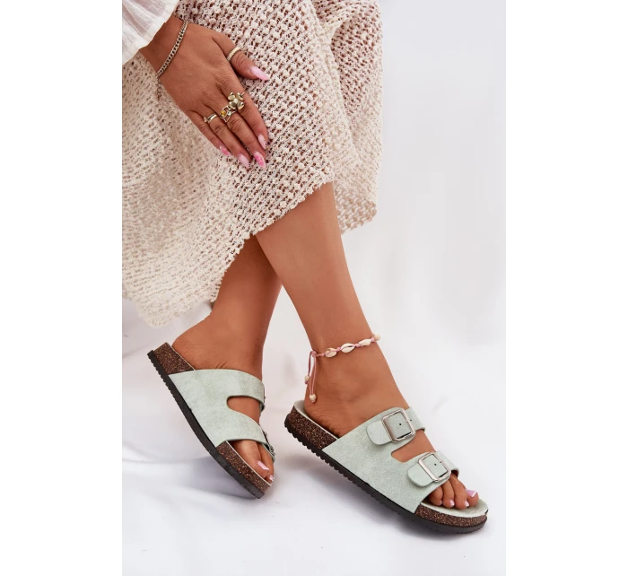 Klapki Damskie Z Klamrami Miętowe Oliena