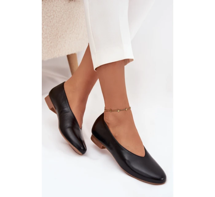 Dámské baleríny z eko kůže na ploché podrážce Černé model 21710667 - Boto