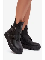 Dámske členkové topánky s remienkami a prackami Vinceza - čierne