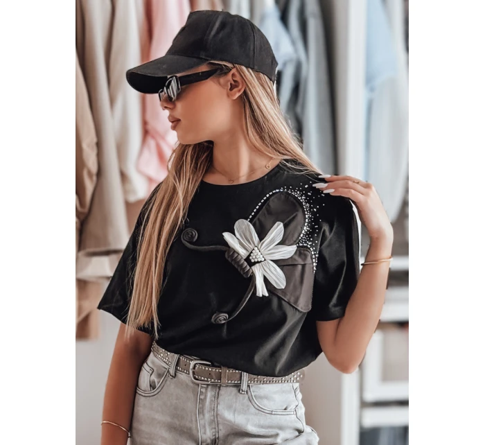 Dámské tričko oversize s 3D efektem černé Dstreet model 21983074 - FashionStreet