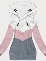 Dámska trojfarebná mikina bielo-ružovo-sivá (2303)
