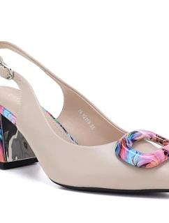 Béžové zdobené lodičky na podpatku Vinceza model 22117667