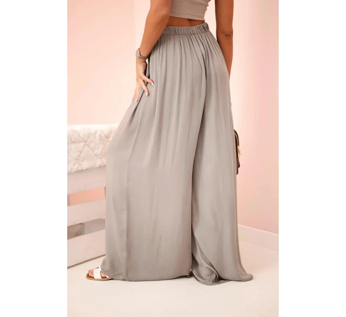 Dámske široké viskózové nohavice s elastickým pásom fango Dámske široké viskózové nohavice s elastickým pásom fango