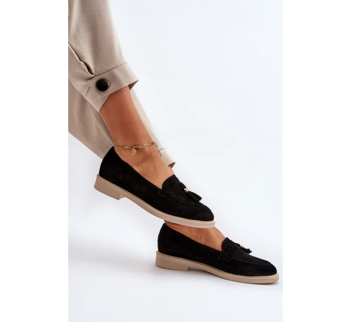 Černé Dámské Semišové Mokasíny Na Ploché Podrážce model 21652477 - Zazoo
