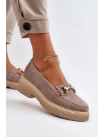 Zazoo 3429 Zamszowe Mokasyny Damskie Z Ozdobą Cappuccino