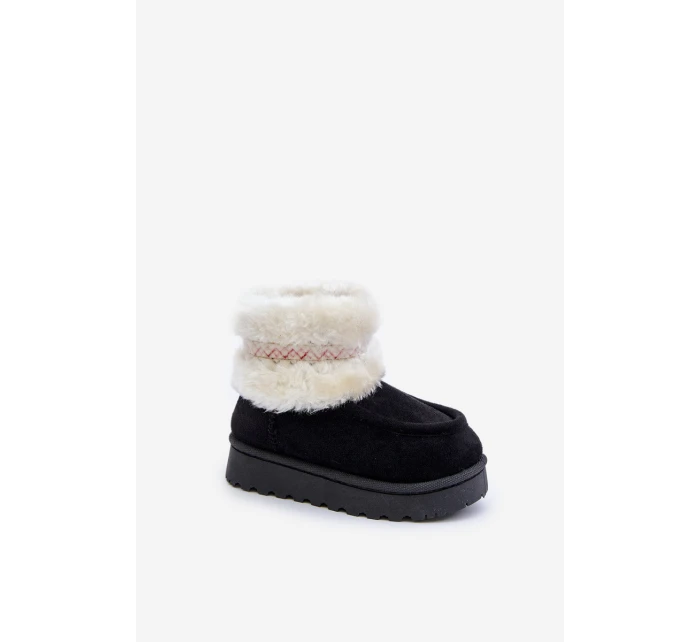 Sněhové boty dětské s kožešinou a vzorem černé model 21678781 - Boto Sněhové boty dětské s kožešinou a vzorem černé model 21678781 - Boto