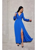 Dlhé dámske šaty SUK0420 kráľovská modrá - Roco Fashion