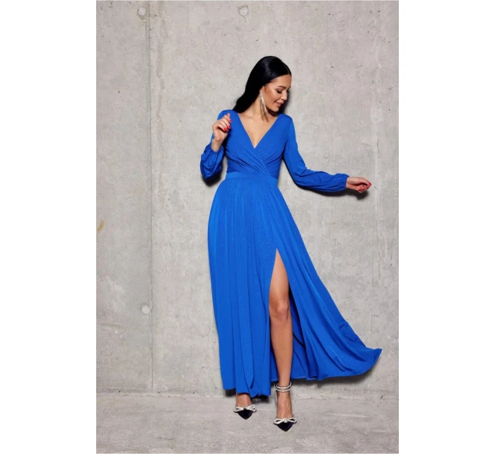 Dlhé dámske šaty SUK0420 kráľovská modrá - Roco Fashion