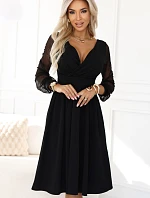 Elegantné midi šaty 657-1 čierne - Numoco
