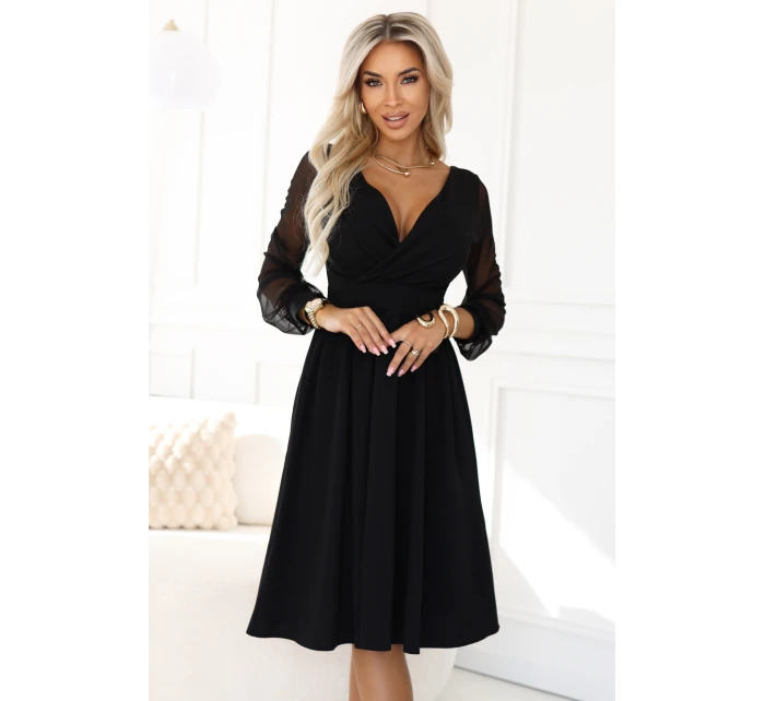 Elegantní midi šaty model 21961131 černé - numoco