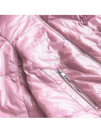 Krátká růžová prošívaná dámská bunda se stojáčkem model 16146853 - S'WEST