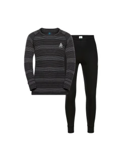 Detská súprava spodného prádla Odlo dlhá ACTIVE WARM ECO SET veľkosť 128cm čierna a sivá