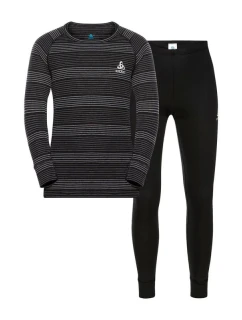 Detská súprava spodného prádla Odlo dlhá ACTIVE WARM ECO SET veľkosť 128cm čierna a sivá