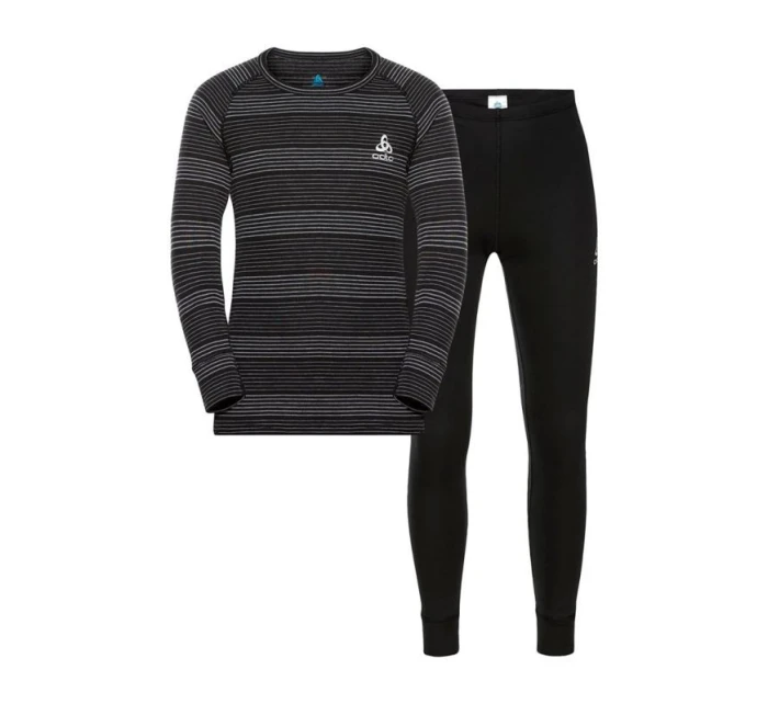 Detská súprava spodného prádla Odlo dlhá ACTIVE WARM ECO SET veľkosť 128cm čierna a sivá