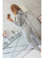 Teplá súprava s mikinou so zaväzovaním vpredu šedá