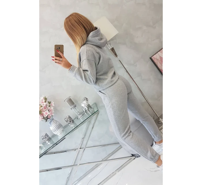 Teplá súprava s mikinou so zaväzovaním vpredu šedá