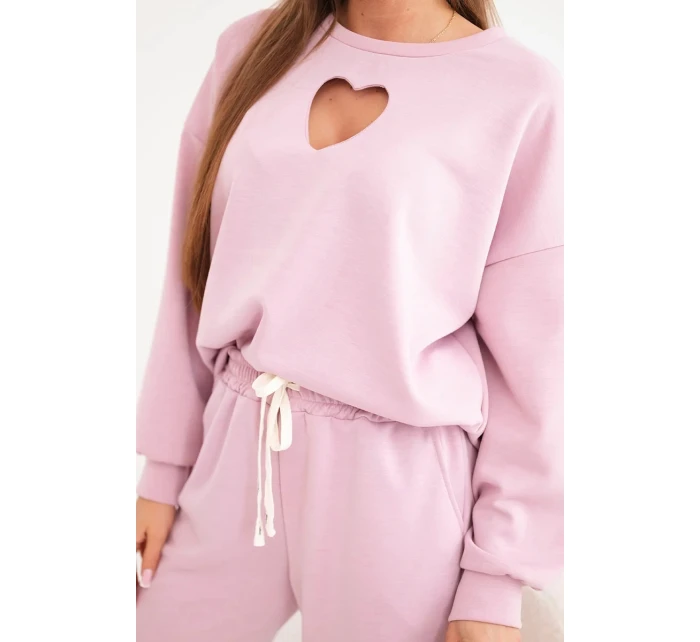 Dámska súprava s výrezom srdca tmavoružová