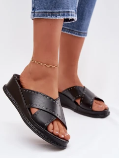 Zdobené dámské sandály na platformě z ekokůže Černé model 21954709 - Boto