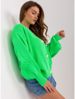 Fluo zelený sveter s veľkými gombíkmi