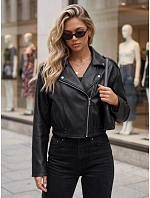 Dámska kožená bunda v štýle Ramones, čierna, FashionStreet TY6031